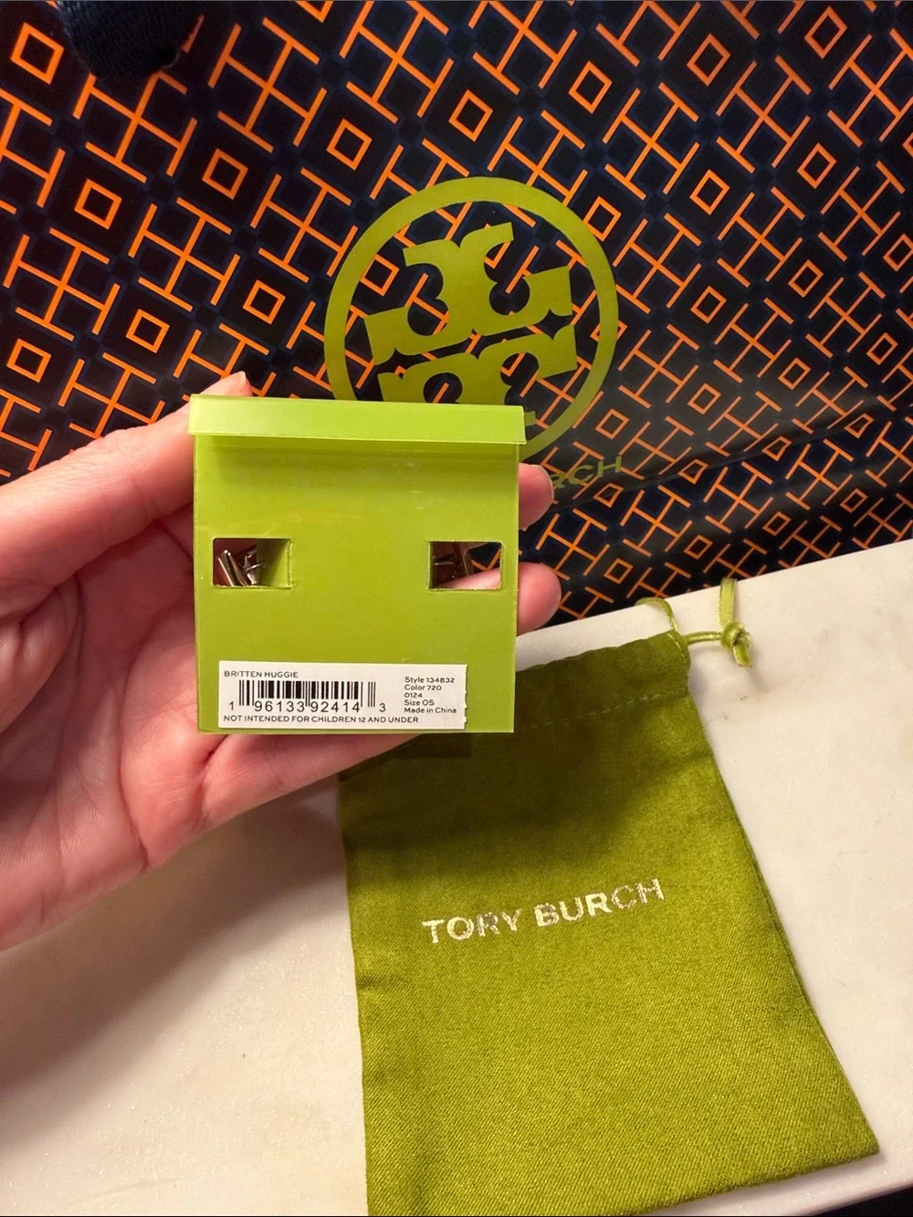 Tory Burch Gold-Tone Logo Huggie Hoop Earrings 💛